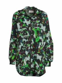 Women Kenzo Abstract Hooded High Low Jacket