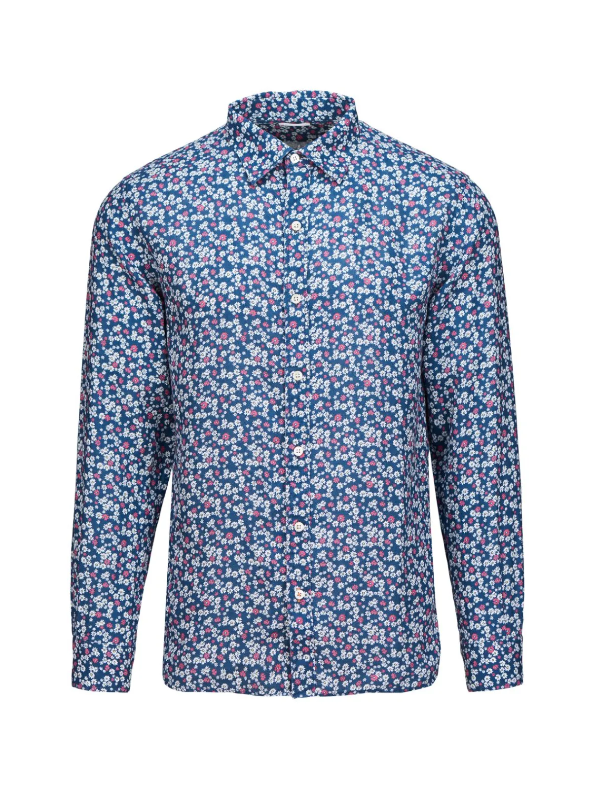 Swims Linen|Amalfi Floral Linen Long Sleeve Shirt Navy