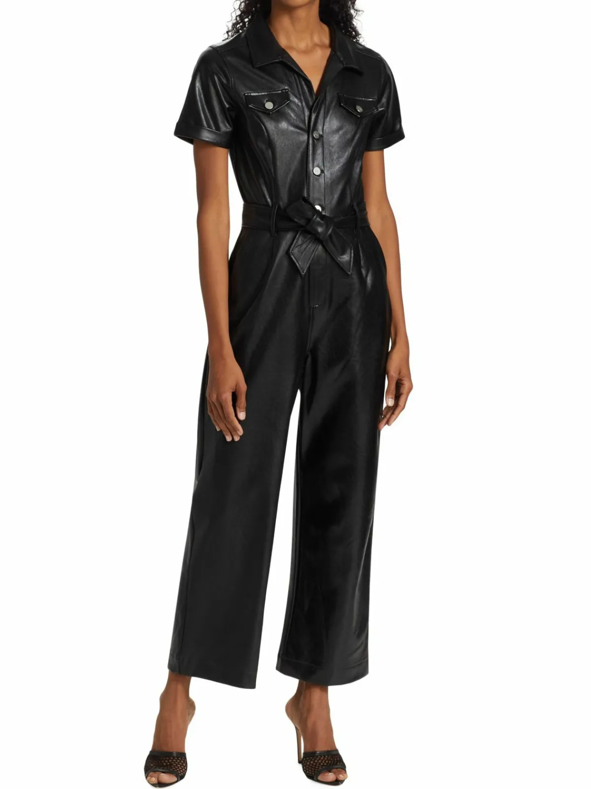 Women Paige Anessa Faux Leather Belted Jumpsuit