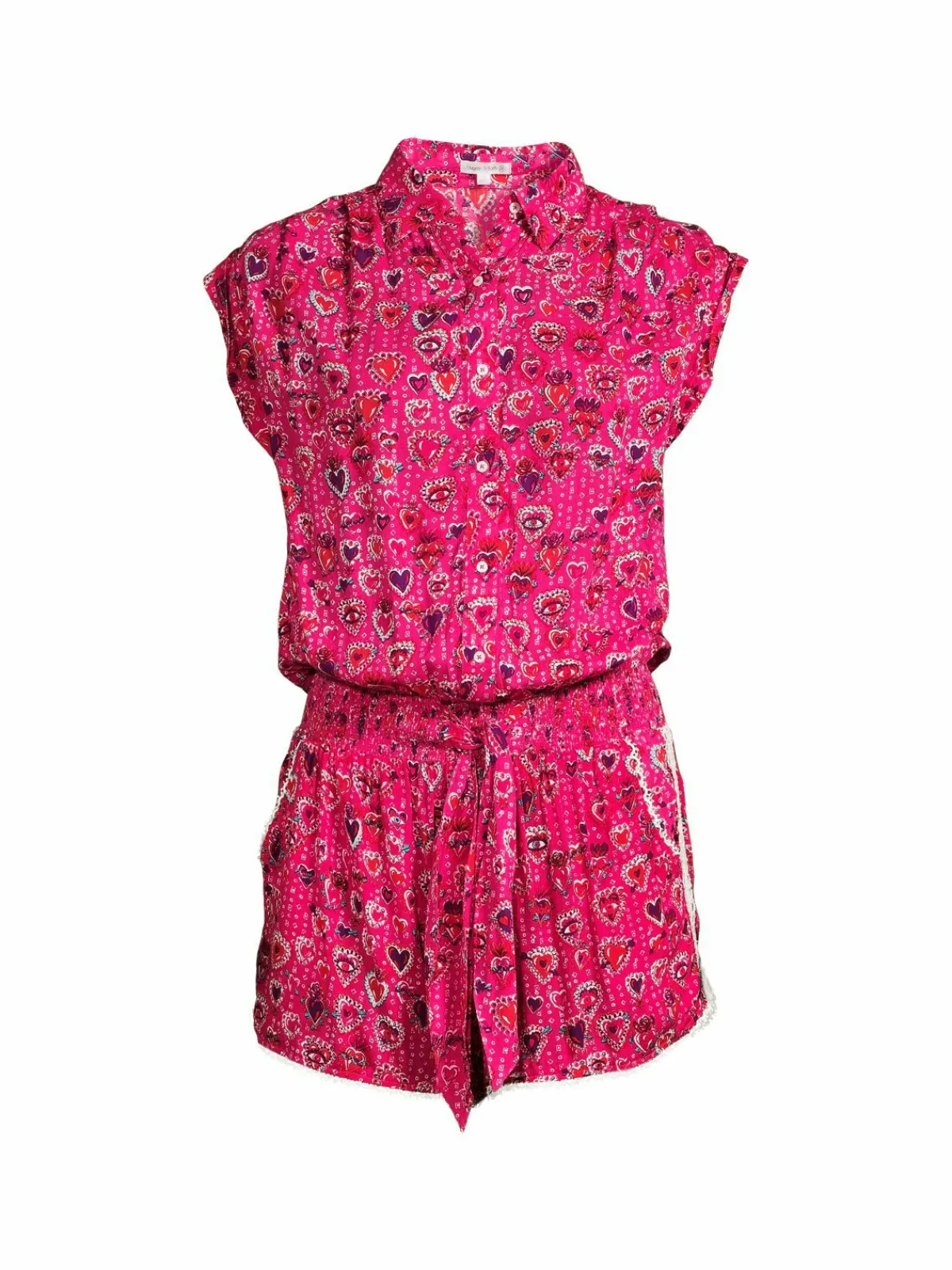 Women Poupette St Barth Anita Heart Print Blouson Romper