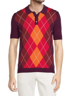 Max 'n Chester Polos|Argyle Polo Red Orange