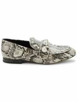 Karl Lagerfeld Paris Avah Python Embossed Studded Loafers