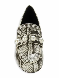 Karl Lagerfeld Paris Avah Python Embossed Studded Loafers