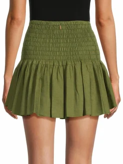 Women MISA Los Angeles Azar Smocked Linen Blend Mini Skirt