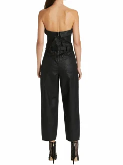 Women 7 For All Mankind Balloon-Leg Coated Denim Jumpsuit