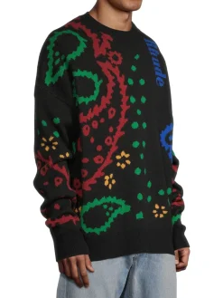 R H U D E Cashmere|Bandana Knit Sweater Black Red