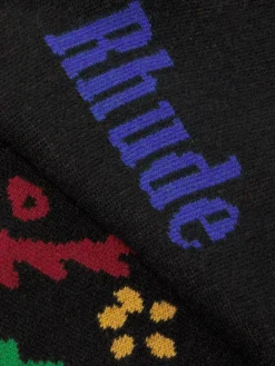R H U D E Cashmere|Bandana Knit Sweater Black Red