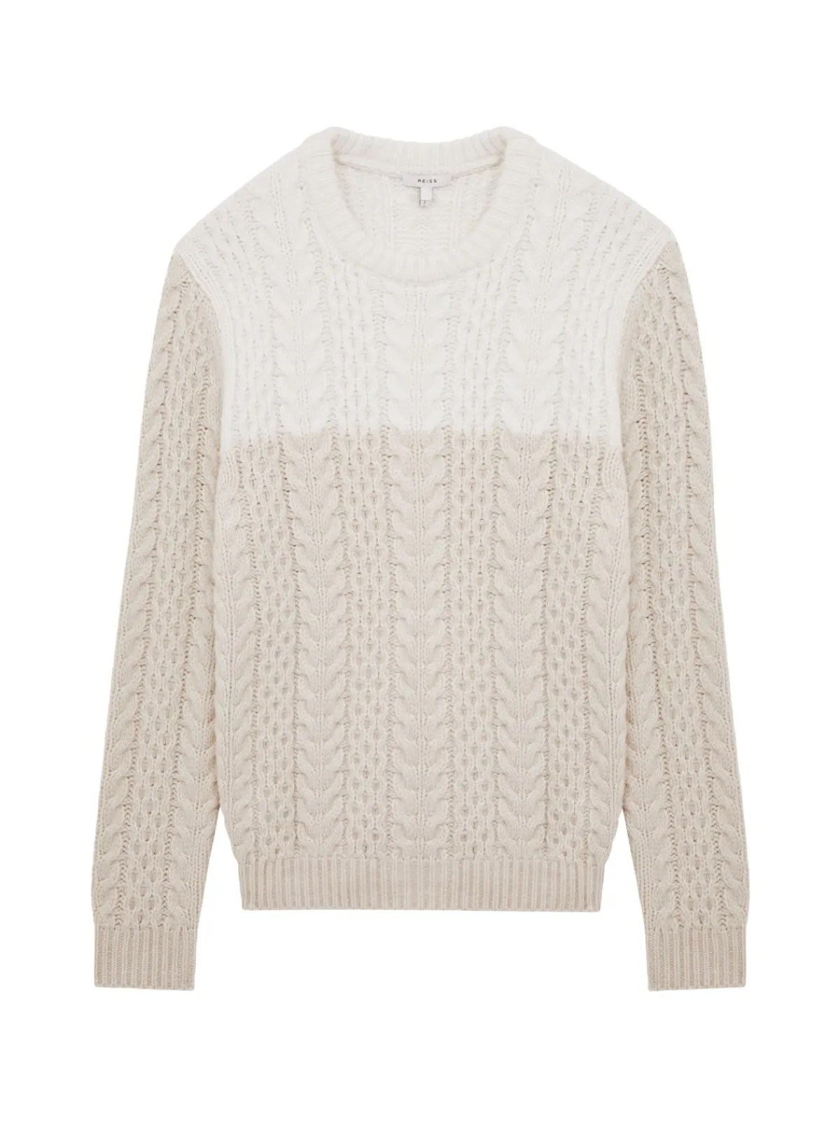 Reiss Sweaters|Bankside Cable Knit Wool Blend Sweater Ecru Oatmeal