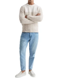 Reiss Sweaters|Bankside Cable Knit Wool Blend Sweater Ecru Oatmeal