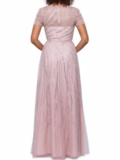Women Xscape Beaded Chiffon A Line Gown