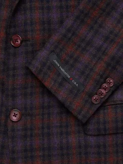 John Varvatos Blazers & Sportcoats|Bedford Plaid Wool Blend Blazer Brown