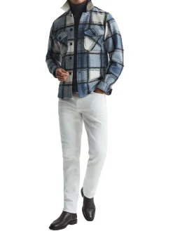 Reiss Coats & Jackets|Belair Checked Wool Blend Shirt Jacket Blue