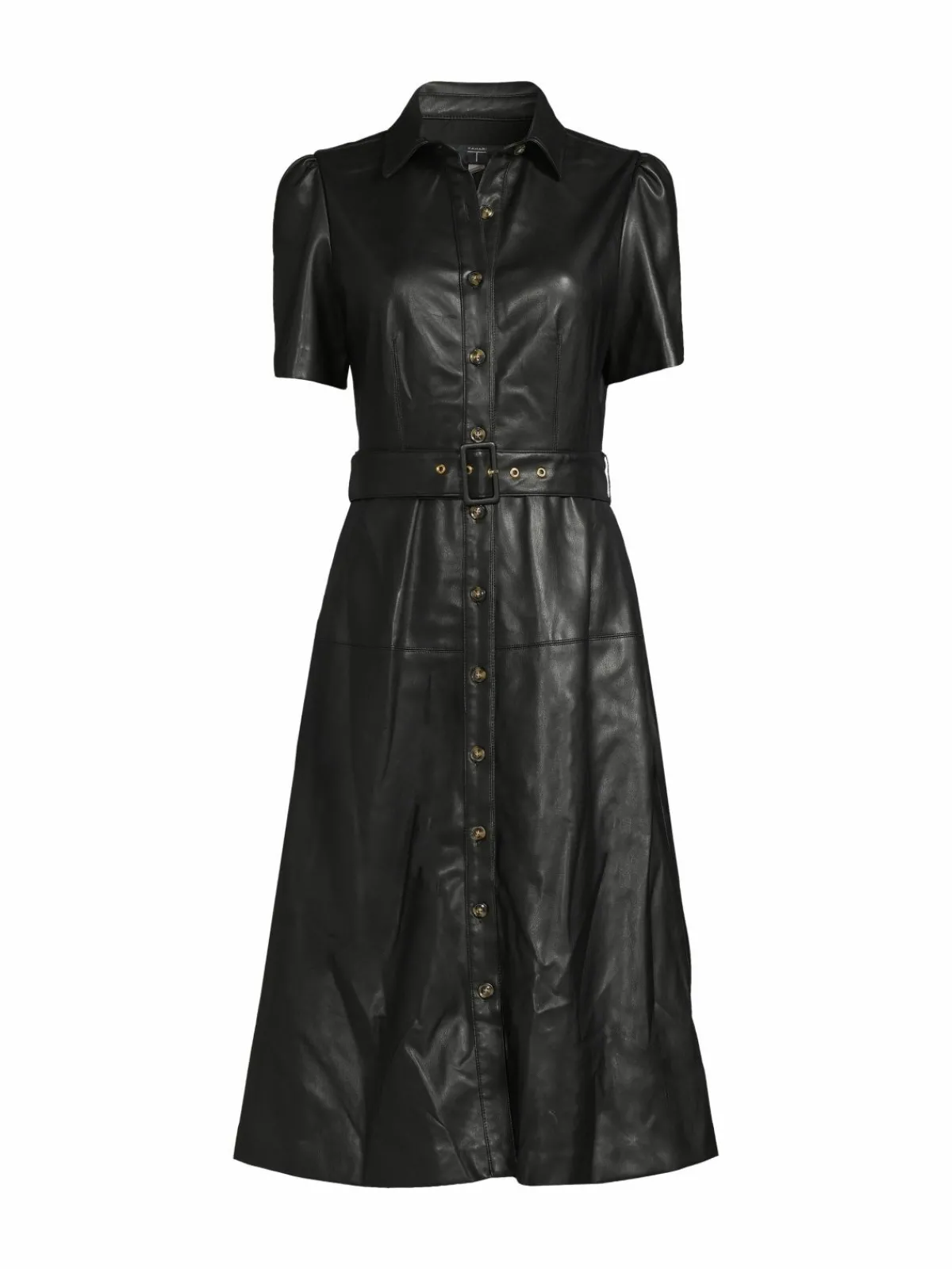 Women Tahari Belted Faux Leather Midi Shirtdress