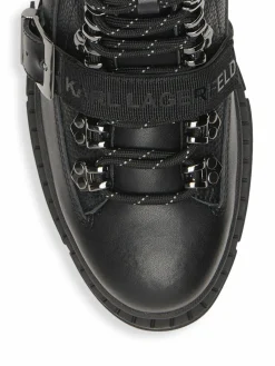 Karl Lagerfeld Paris Belted Leather Hiker Boots