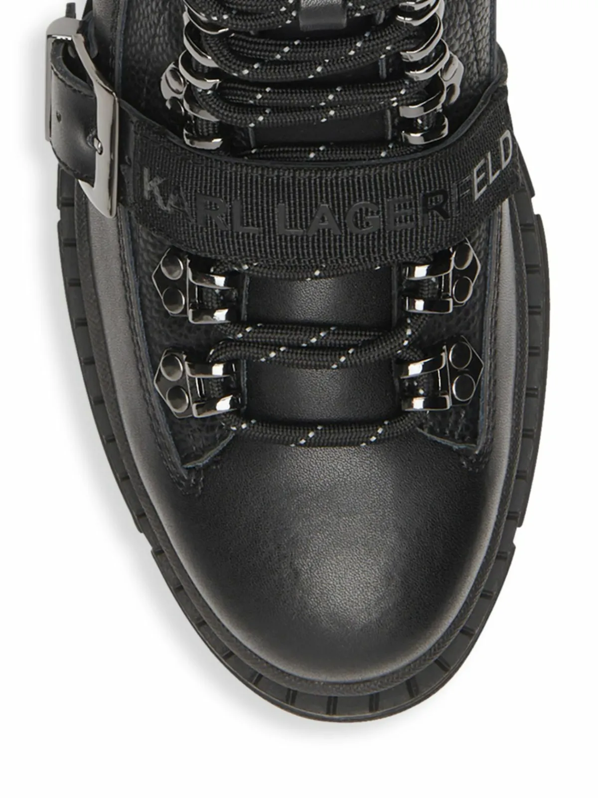 Karl Lagerfeld Paris Belted Leather Hiker Boots