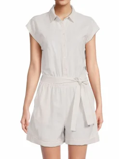 Women Saks Fifth Avenue Belted Linen Blend Romper