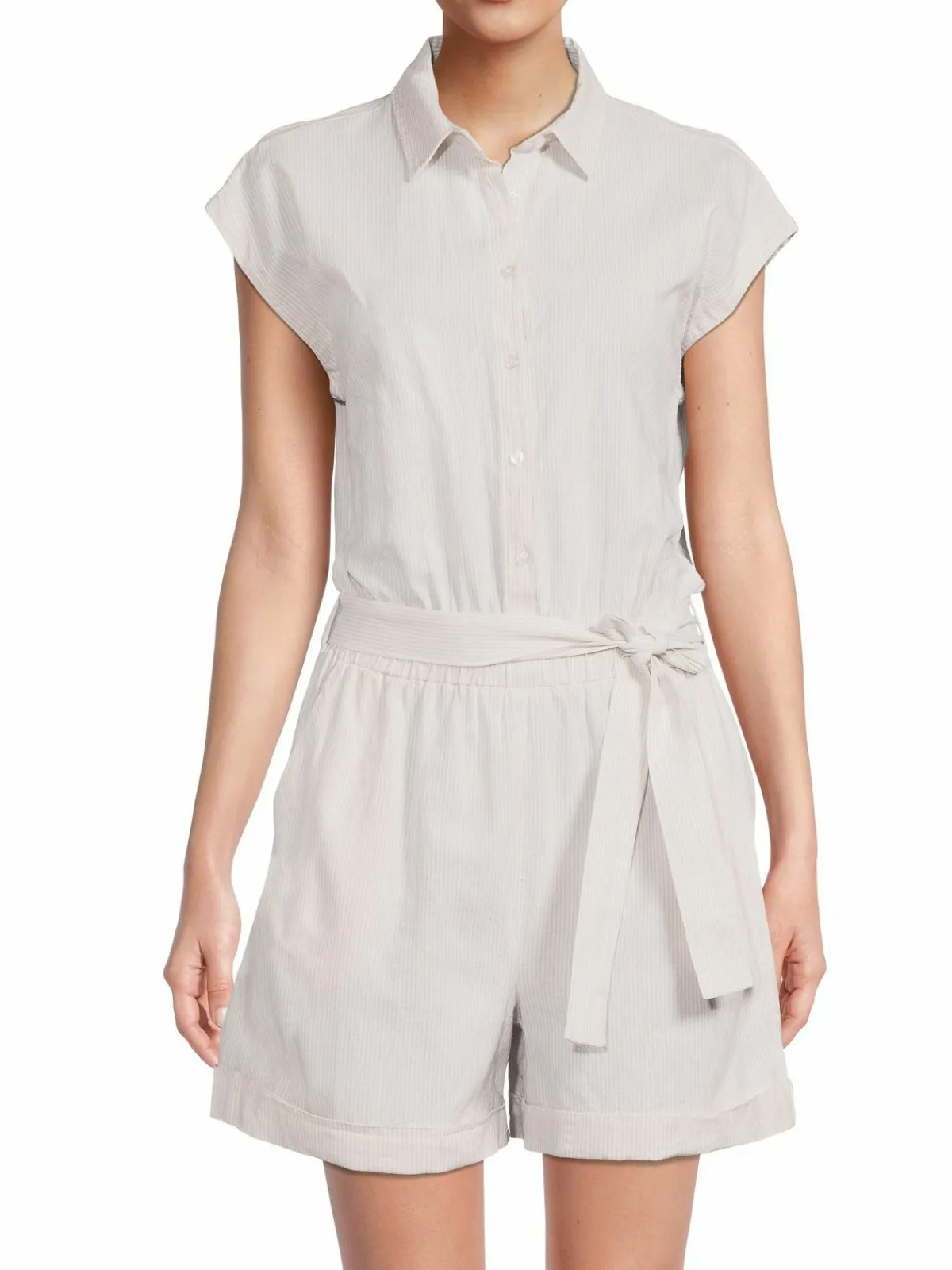 Women Saks Fifth Avenue Belted Linen Blend Romper