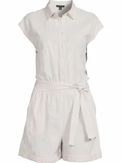 Women Saks Fifth Avenue Belted Linen Blend Romper