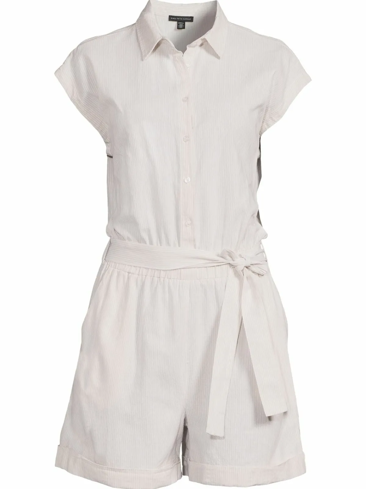 Women Saks Fifth Avenue Belted Linen Blend Romper