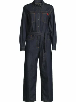 Women Love Moschino Belted Point Collar Jumpsuit