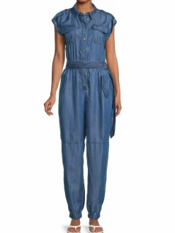 Women Karl Lagerfeld Paris Belted Utility Jogger Jumpsuit