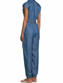 Women Karl Lagerfeld Paris Belted Utility Jogger Jumpsuit