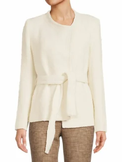 Women Donna Karan Belted Wool Blend Jacket