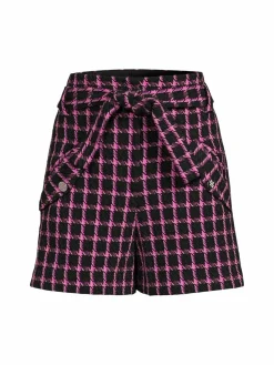 Women Maje Belted Wool Blend Plaid Shorts