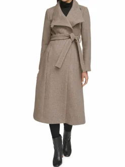 Women Kenneth Cole Belted Wool Blend Trench Coat