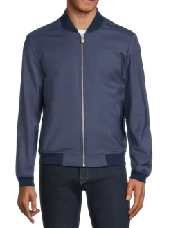 Jack Victor Coats & Jackets|Bennett Wool Blend Bomber Jacket Blue