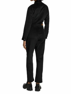 Women Rivet Utility Bigwig Stretch-Cotton Corduroy Jumpsuit