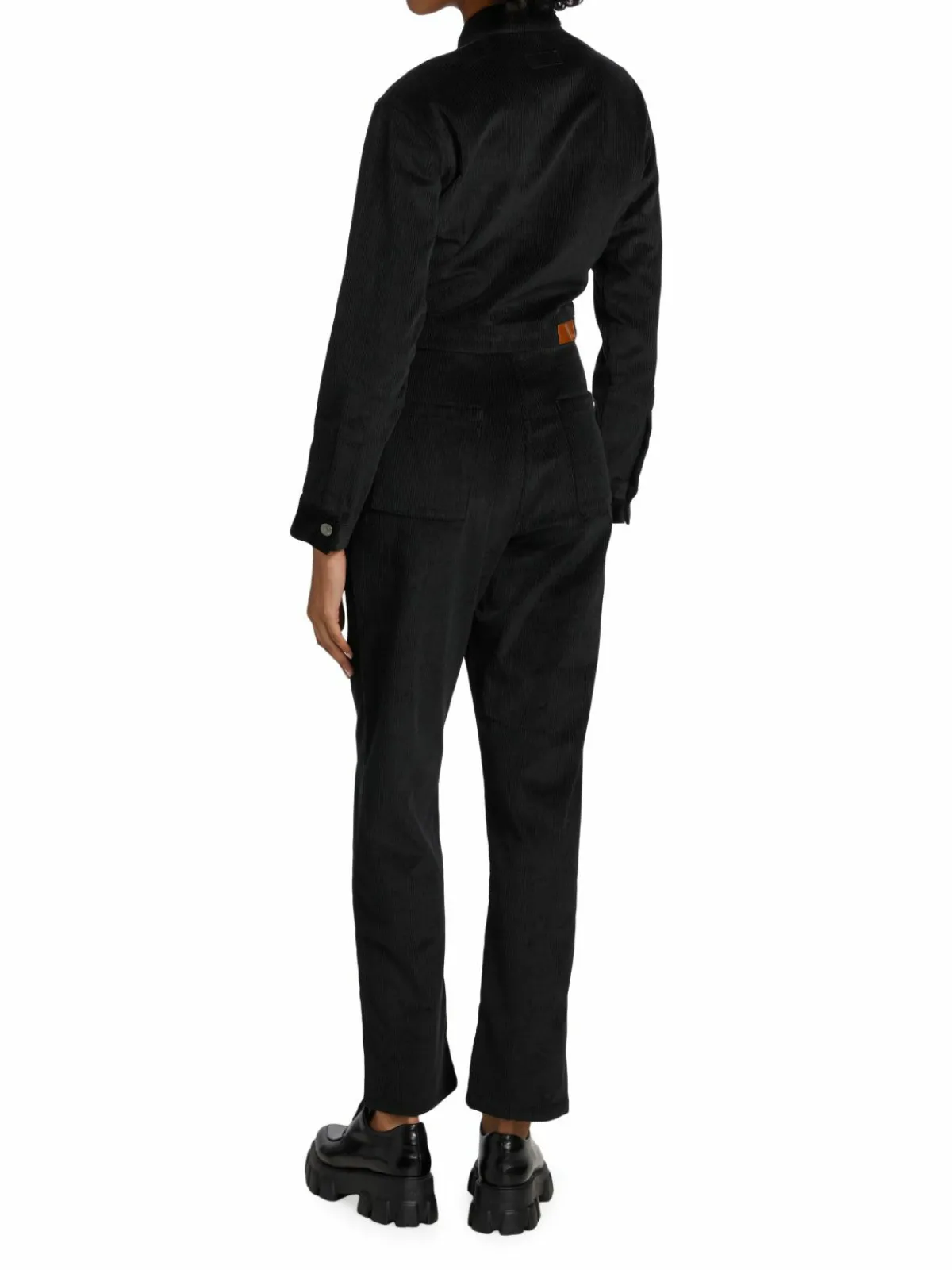 Women Rivet Utility Bigwig Stretch-Cotton Corduroy Jumpsuit