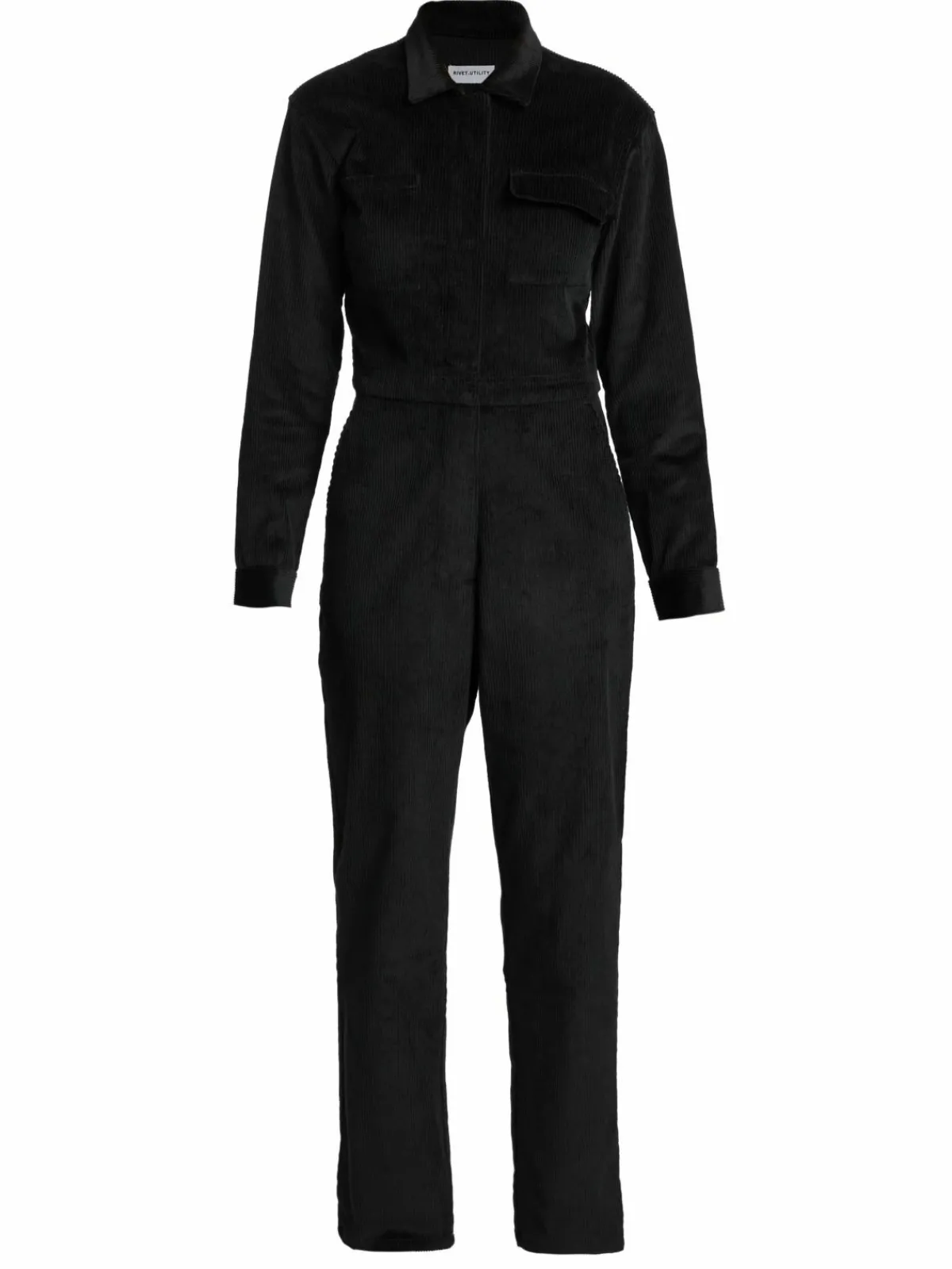 Women Rivet Utility Bigwig Stretch-Cotton Corduroy Jumpsuit