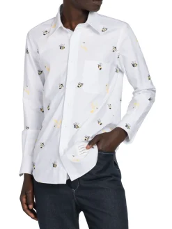 Thom Browne Casual Button-Down Shirts|Birds & Bees Button Down Shirt White