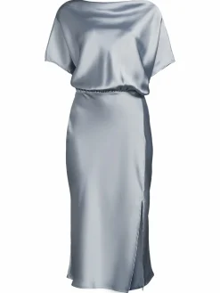 Women Renee C. Boat Neck Satin Midi Dress