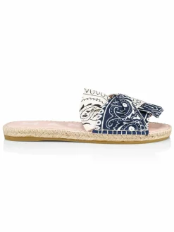 Manebí Bow Bandana-Print Canvas Espadrille Slides