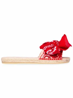 Manebí Bow Bandana-Print Canvas Espadrille Slides
