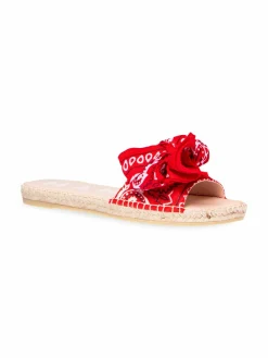 Manebí Bow Bandana-Print Canvas Espadrille Slides