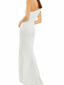 Women Mac Duggal Bow One Shoulder Side Slit Gown