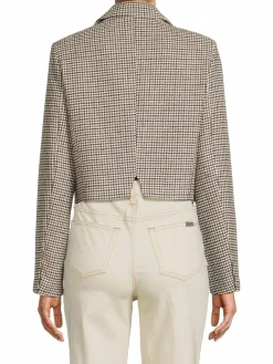 Women Avec Les Filles Boxy Houndstooth Cropped Blazer