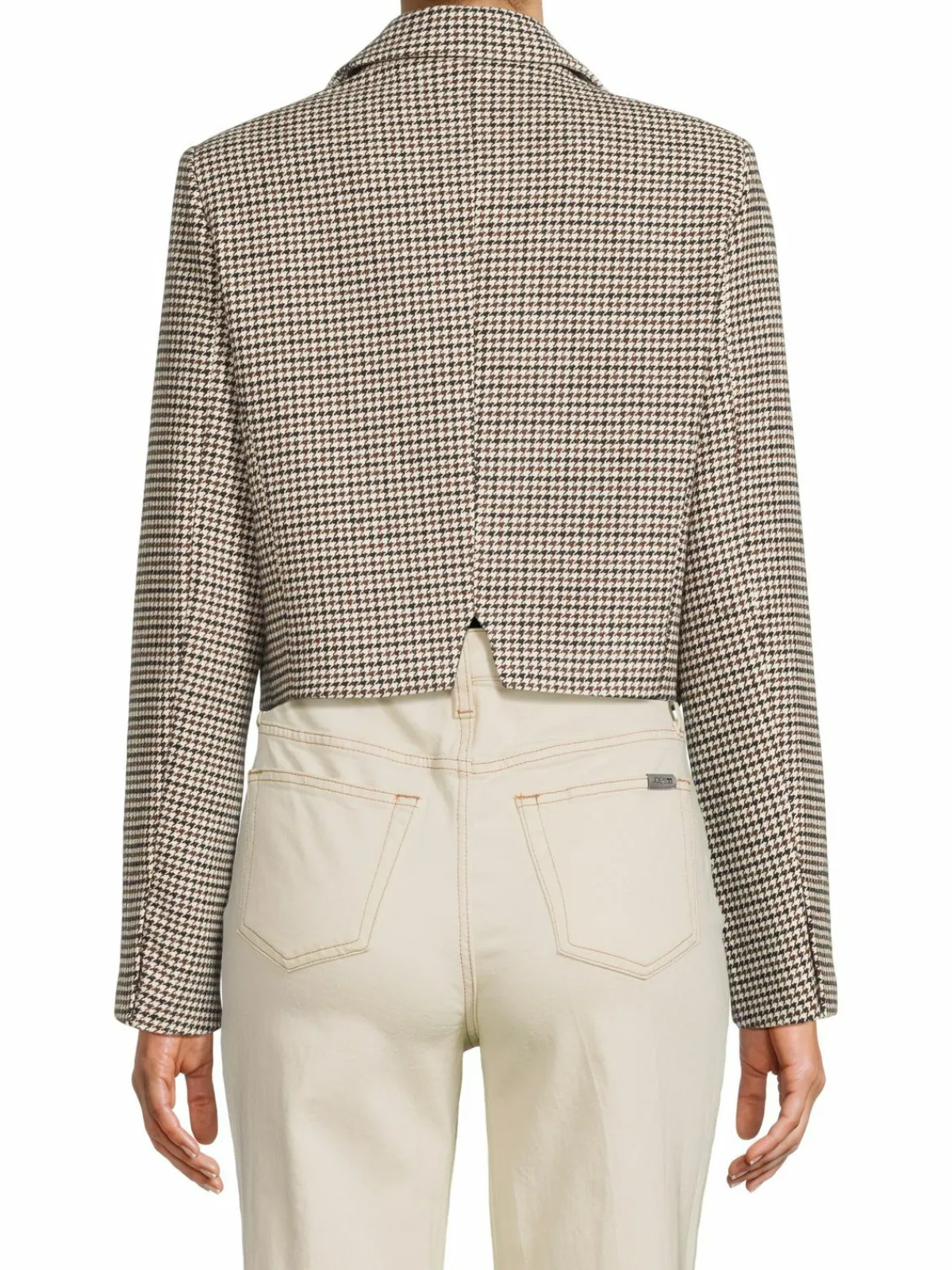 Women Avec Les Filles Boxy Houndstooth Cropped Blazer