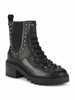 Karl Lagerfeld Paris Breck Studded Leather Combat Boots