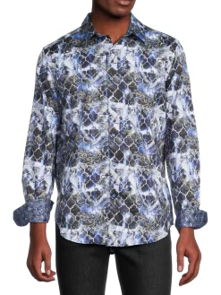 Robert Graham Casual Button-Down Shirts|Buckner Classic Fit Print Shirt Black