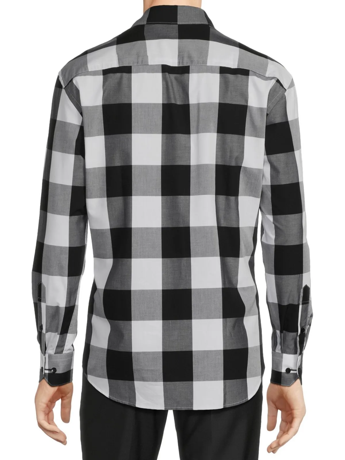 Bertigo Casual Button-Down Shirts|Buffalo Check Shirt Black White