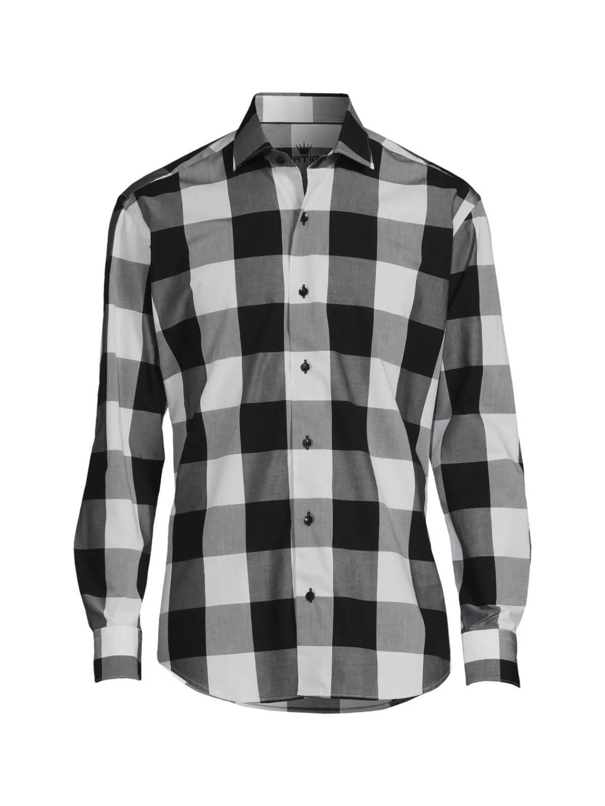 Bertigo Casual Button-Down Shirts|Buffalo Check Shirt Black White