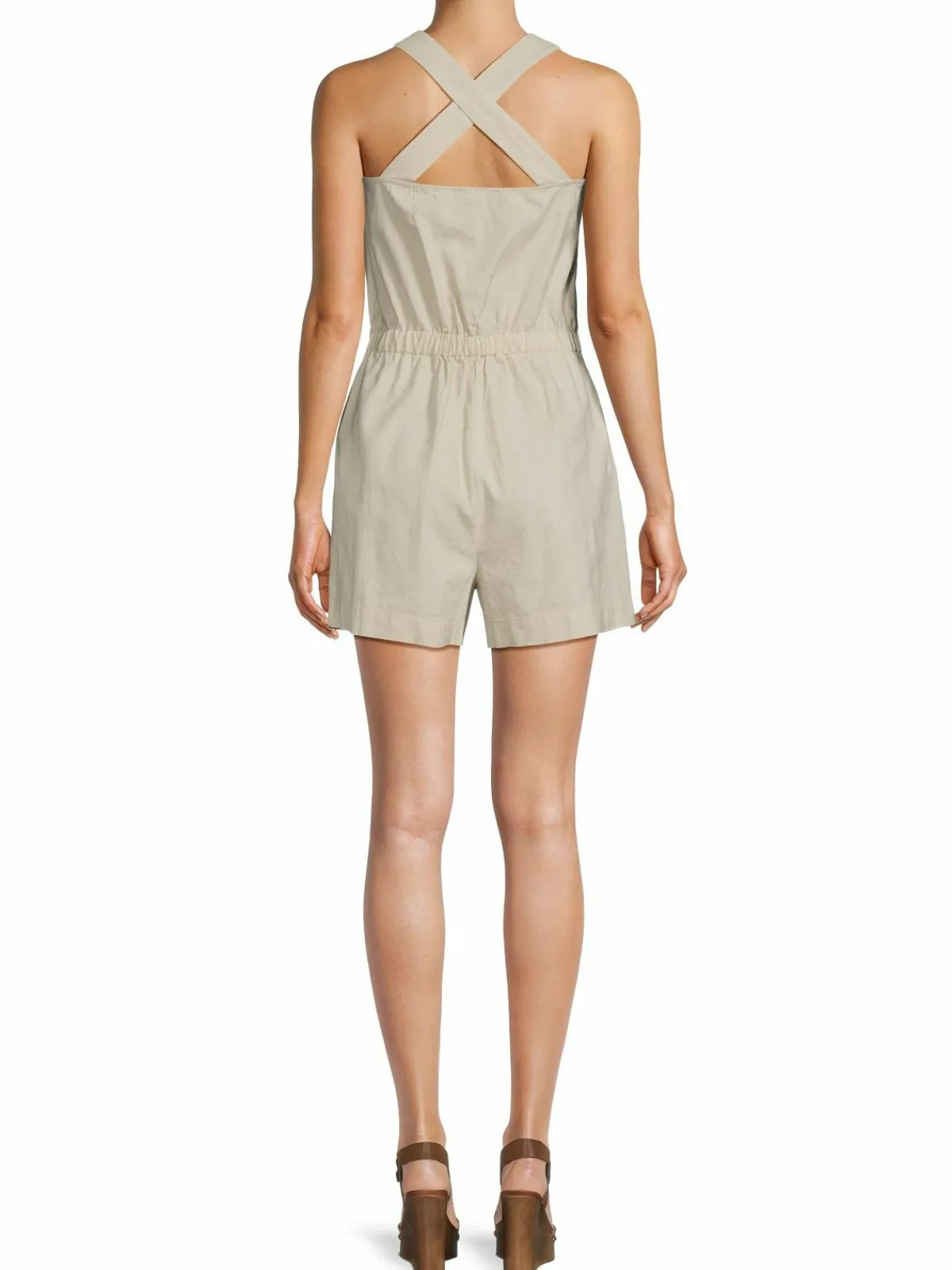 Women Saks Fifth Avenue Button Front Linen Blend Romper