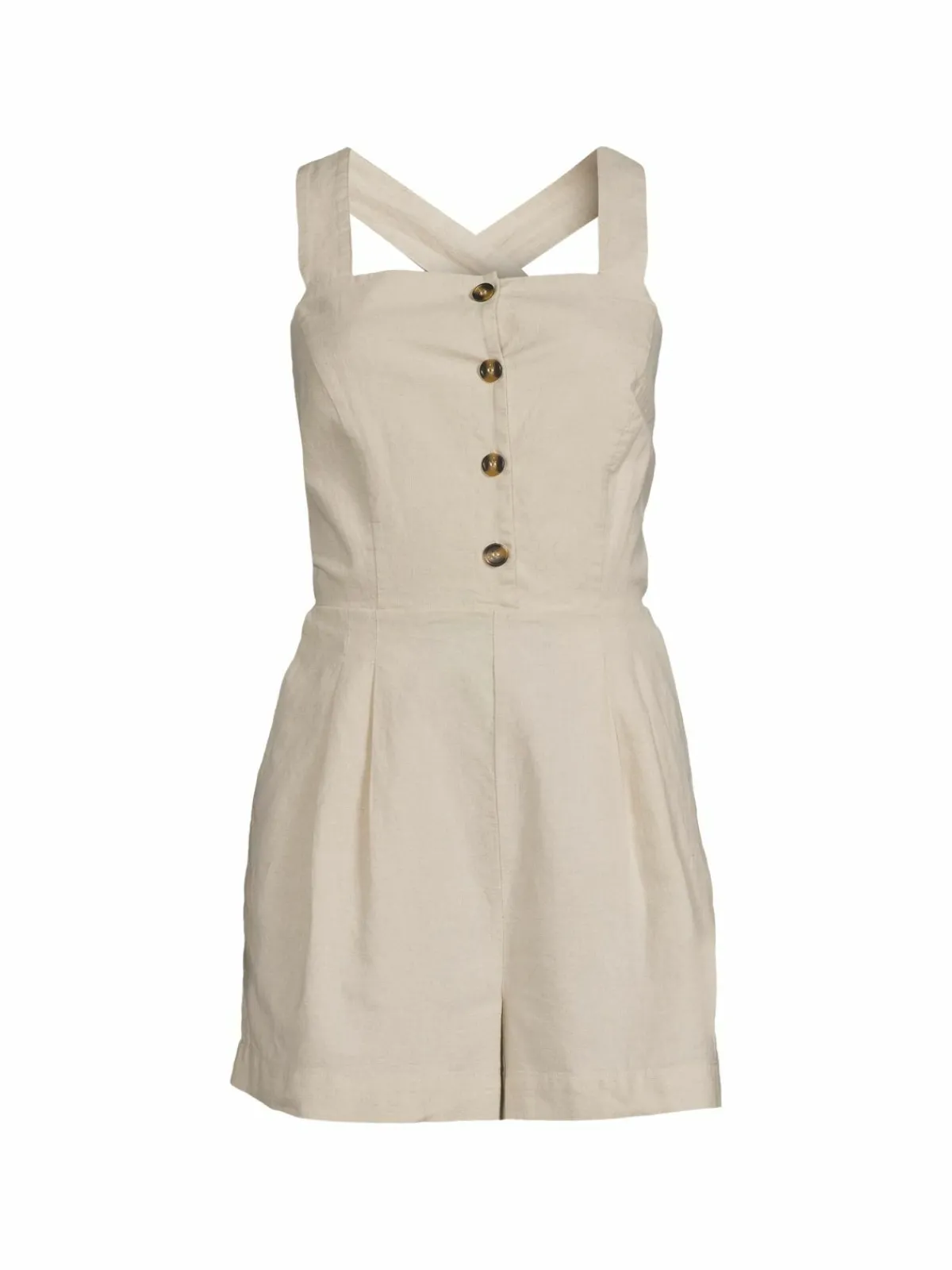 Women Saks Fifth Avenue Button Front Linen Blend Romper