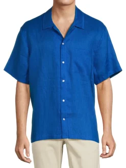Solid & Striped Linen|Cabana Linen Camp Shirt Lapis Blue