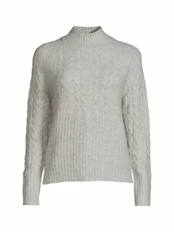 Women Calvin Klein Cable Knit Mockneck Sweater