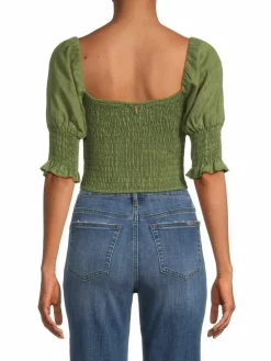 Women MISA Los Angeles Calla Shirred Crop Top